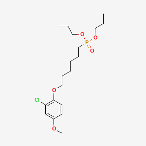 molecular formula C19H32ClO5P B12664998 Phosphonic acid, (6-(2-chloro-4-methoxyphenoxy)hexyl)-, dipropyl ester CAS No. 73514-88-2