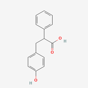 molecular formula C15H14O3 B1266518 3-(4-Hydroxyphenyl)-2-phenylpropanoic acid CAS No. 89-23-6