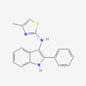 molecular formula C18H15N3S B12665185 N-(4-Methyl-2-thiazolyl)-2-phenyl-1H-indol-3-amine CAS No. 126193-54-2
