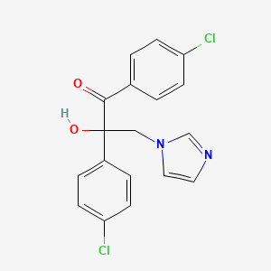 molecular formula C18H14Cl2N2O2 B12665463 1-Propanone, 1,2-bis(4-chlorophenyl)-2-hydroxy-3-(1H-imidazol-1-yl)- CAS No. 107659-17-6