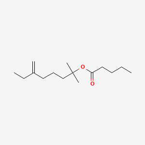 molecular formula C15H28O2 B12665487 1,1-Dimethyl-5-methyleneheptyl valerate CAS No. 96846-65-0