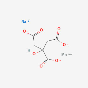 molecular formula C6H5MnNaO7 B12665529 Citric acid, manganese sodium salt CAS No. 85169-06-8