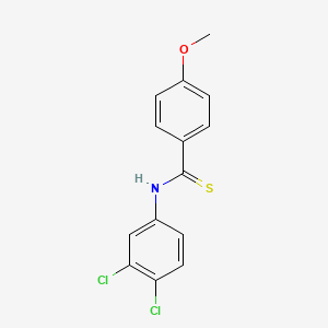 molecular formula C14H11Cl2NOS B12665540 Benzenecarbothioamide, N-(3,4-dichlorophenyl)-4-methoxy- CAS No. 127351-03-5