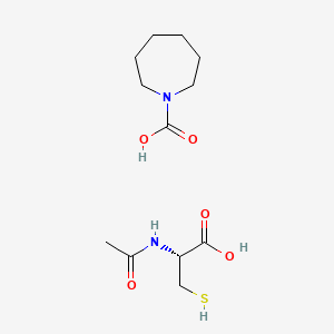 molecular formula C12H22N2O5S B12665903 L-Cysteine, N-acetyl-, hexahydro-1H-azepine-1-carboxylate (ester) CAS No. 66887-56-7