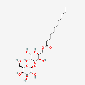 molecular formula C24H46O12 B12665916 D-Glucitol, 4-O-beta-D-galactopyranosyl-, dodecanoate CAS No. 55838-75-0