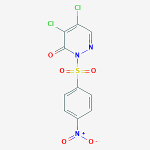 molecular formula C10H5Cl2N3O5S B126660 3(2H)-Pyridazinone, 4,5-dichloro-2-((4-nitrophenyl)sulfonyl)- CAS No. 155164-61-7