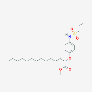 molecular formula C25H43NO5S B12666001 Tetradecanoic acid, 2-(4-((butylsulfonyl)amino)phenoxy)-, methyl ester CAS No. 183732-71-0