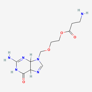 molecular formula C11H18N6O4 B12666038 2-[(2-amino-6-oxo-4,5-dihydro-1H-purin-9-yl)methoxy]ethyl 3-aminopropanoate CAS No. 84499-65-0