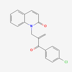 molecular formula C19H14ClNO2 B12666200 2(1H)-Quinolinone, 1-(2-(4-chlorobenzoyl)-2-propenyl)- CAS No. 108664-48-8