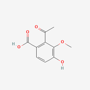 molecular formula C10H10O5 B12666241 2-Acetyl-4-hydroxy-3-methoxybenzoic acid CAS No. 93762-15-3