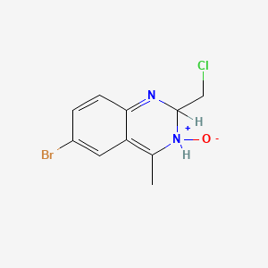 molecular formula C10H10BrClN2O B12666359 6-Bromo-2-(chloromethyl)-4-methyl-2,3-dihydroquinazoline 3-oxide CAS No. 63413-62-7