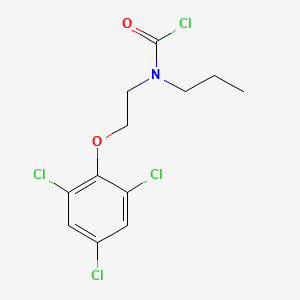 molecular formula C12H13Cl4NO2 B12666593 Propyl(2-(2,4,6-trichlorophenoxy)ethyl)carbamoyl chloride CAS No. 73616-22-5
