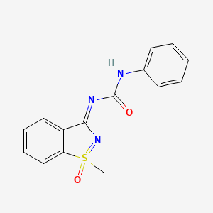 molecular formula C15H13N3O2S B12666701 N-(1-Methyl-1-oxido-3H-1,2-benzisothiazol-3-ylidene)-N'-phenylurea CAS No. 58099-01-7
