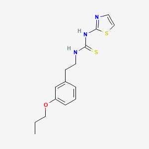 molecular formula C15H19N3OS2 B12666780 Thiourea, N-(2-(3-propoxyphenyl)ethyl)-N'-2-thiazolyl- CAS No. 172505-80-5