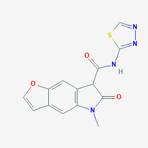 molecular formula C14H10N4O3S B126668 5-methyl-6-oxo-N-(1,3,4-thiadiazol-2-yl)-7H-furo[2,3-f]indole-7-carboxamide CAS No. 851681-89-5
