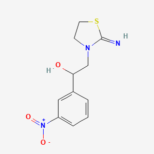 molecular formula C11H13N3O3S B12666830 2-Imino-alpha-(m-nitrophenyl)thiazolidin-3-ethanol CAS No. 82191-15-9