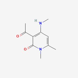 molecular formula C10H14N2O2 B12666893 3-Acetyl-1,6-dimethyl-4-(methylamino)-2-pyridone CAS No. 84912-08-3