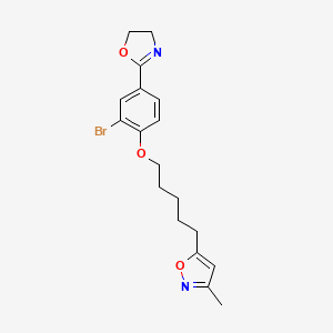 molecular formula C18H21BrN2O3 B12666928 Isoxazole, 5-(5-(2-bromo-4-(4,5-dihydro-2-oxazolyl)phenoxy)pentyl)-3-methyl- CAS No. 105639-04-1