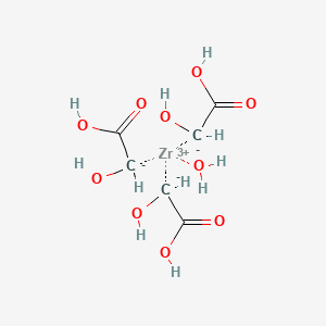 molecular formula C6H11O10Zr B12666947 Hydroxytris(hydroxyacetato-O1,O2)zirconium CAS No. 71975-59-2