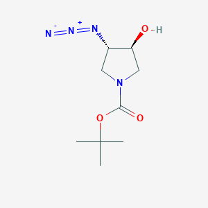 molecular formula C9H16N4O3 B126671 反式-3-叠氮基-1-Boc-4-羟基吡咯烷 CAS No. 143700-05-4