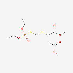 molecular formula C11H21O7PS2 B12667377 Butanedioic acid, ((((diethoxyphosphinyl)thio)methyl)thio)-, dimethyl ester CAS No. 63234-03-7