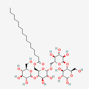 molecular formula C40H72O22 B12667425 O-Palmitoylpullulan CAS No. 53572-58-0