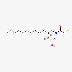 molecular formula C16H32BrNO3 B12667458 Acetamide, 2-bromo-N-(2-hydroxydodecyl)-N-(2-hydroxyethyl)- CAS No. 62881-06-5