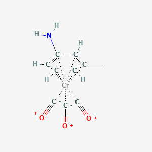 molecular formula C10H9CrNO3 B12667466 Tricarbonyl((1,2,3,4,5,6-eta)-m-toluidine)chromium CAS No. 36352-77-9