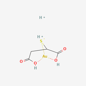 molecular formula C4H7AuO4S+ B12667626 Dihydrogen (mercaptosuccinato(3-))aurate(2-) CAS No. 24145-43-5