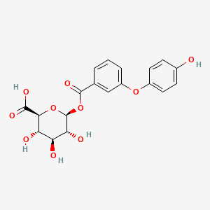 molecular formula C19H18O10 B12667679 beta-D-Glucopyranuronic acid, 1-(3-(4-hydroxyphenoxy)benzoate) CAS No. 66856-01-7