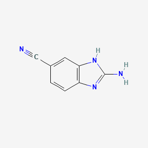 molecular formula C8H6N4 B1266769 2-amino-1H-benzo[d]imidazole-5-carbonitrile CAS No. 63655-40-3