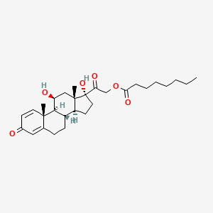 molecular formula C29H42O6 B12667735 11beta,17,21-Trihydroxypregna-1,4-diene-3,20-dione 21-octanoate CAS No. 85959-58-6