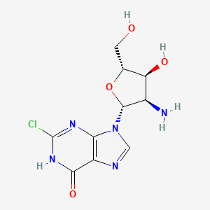 molecular formula C10H12ClN5O4 B12667937 2'-Amino-2'deoxy-2-chloroinosine CAS No. 76727-51-0
