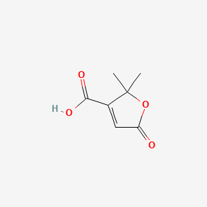 molecular formula C7H8O4 B12667971 (1)-Tetrahydro-2,2-dimethyl-5-oxo-3-furoic acid CAS No. 97416-85-8