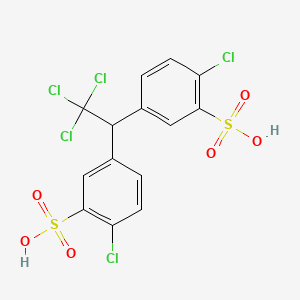 molecular formula C14H9Cl5O6S2 B12668219 Benzenesulfonic acid, 3,3'-(2,2,2-trichloroethylidene)bis(6-chloro- CAS No. 102627-45-2