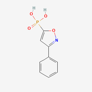 molecular formula C9H8NO4P B12668223 Phosphonic acid, (3-phenyl-5-isoxazolyl)- CAS No. 125674-62-6