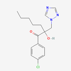 molecular formula C16H20ClN3O2 B12668336 1-Heptanone, 1-(4-dichlorophenyl)-2-hydroxy-2-(1H-1,2,4-triazol-1-ylmethyl)- CAS No. 107659-04-1