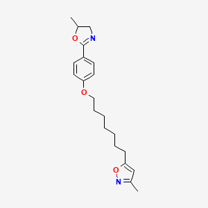 molecular formula C21H28N2O3 B12668453 Isoxazole, 5-(7-(4-(4,5-dihydro-5-methyl-2-oxazolyl)phenoxy)heptyl)-3-methyl- CAS No. 98034-10-7