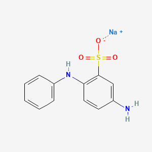 molecular formula C12H11N2NaO3S B12668477 Sodium 5-amino-2-anilinobenzenesulphonate CAS No. 40306-23-8