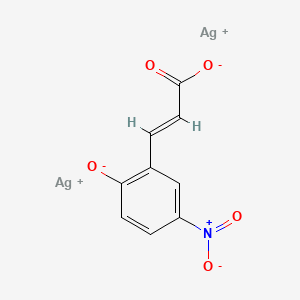 molecular formula C9H5Ag2NO5 B12668522 Disilver(1+) 3-(5-nitro-2-oxidophenyl)acrylate CAS No. 94030-91-8