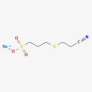 molecular formula C6H10NNaO3S2 B12668582 Sodium 3-((2-cyanoethyl)thio)propanesulphonate CAS No. 61020-15-3
