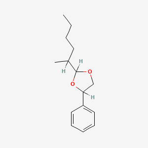 molecular formula C15H22O2 B12668585 2-(1-Methylpentyl)-4-phenyl-1,3-dioxolane CAS No. 94201-12-4