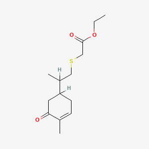 molecular formula C14H22O3S B12668608 Ethyl ((2-(4-methyl-5-oxo-3-cyclohexen-1-yl)propyl)thio)acetate CAS No. 84083-20-5