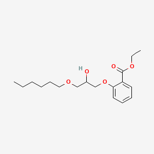 molecular formula C18H28O5 B12668627 Ethyl 2-(3-(hexyloxy)-2-hydroxypropoxy)benzoate CAS No. 85650-51-7