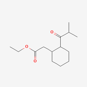 molecular formula C14H24O3 B12668671 Ethyl 2-(2-methyl-1-oxopropyl)cyclohexaneacetate CAS No. 84812-66-8