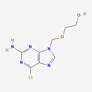 molecular formula C8H10ClN5O2 B12668679 9-((2-Hydroxyethoxy)methyl)-2-amino-6-chloropurine CAS No. 81777-49-3