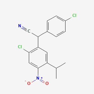 molecular formula C17H14Cl2N2O2 B12668707 (2-Chloro-5-isopropyl-4-nitrophenyl)(4-chlorophenyl)acetonitrile CAS No. 84196-19-0