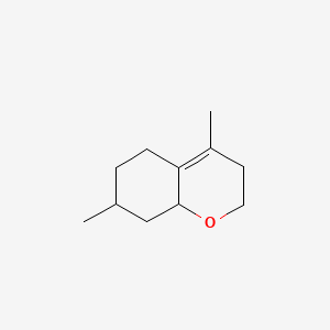molecular formula C11H18O B12668715 3,5,6,7,8,8a-Hexahydro-4,7-dimethyl-2H-1-benzopyran CAS No. 93942-49-5