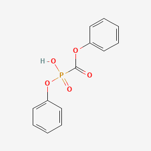 molecular formula C13H11O5P B12668723 Phosphinecarboxylic acid, hydroxyphenoxy-, phenyl ester, oxide CAS No. 74270-41-0
