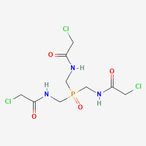 molecular formula C9H15Cl3N3O4P B12668876 N,N',N''-(Phosphoryltris(methylene))tris(2-chloroacetamide) CAS No. 84962-93-6